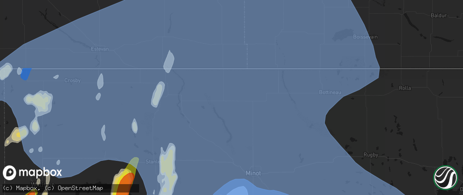 Hail map in Mohall, ND on June 7, 2026
