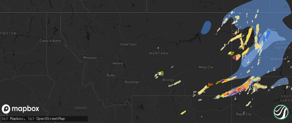Hail map in Montana on June 7, 2026