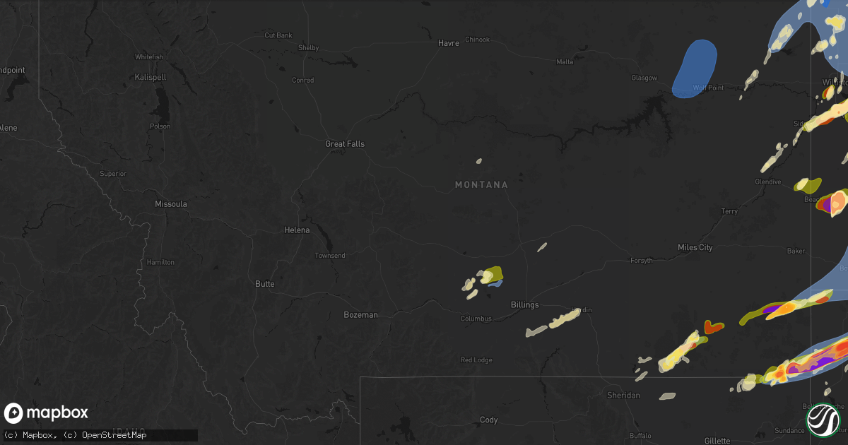 Hail map in Montana on June 7, 2026