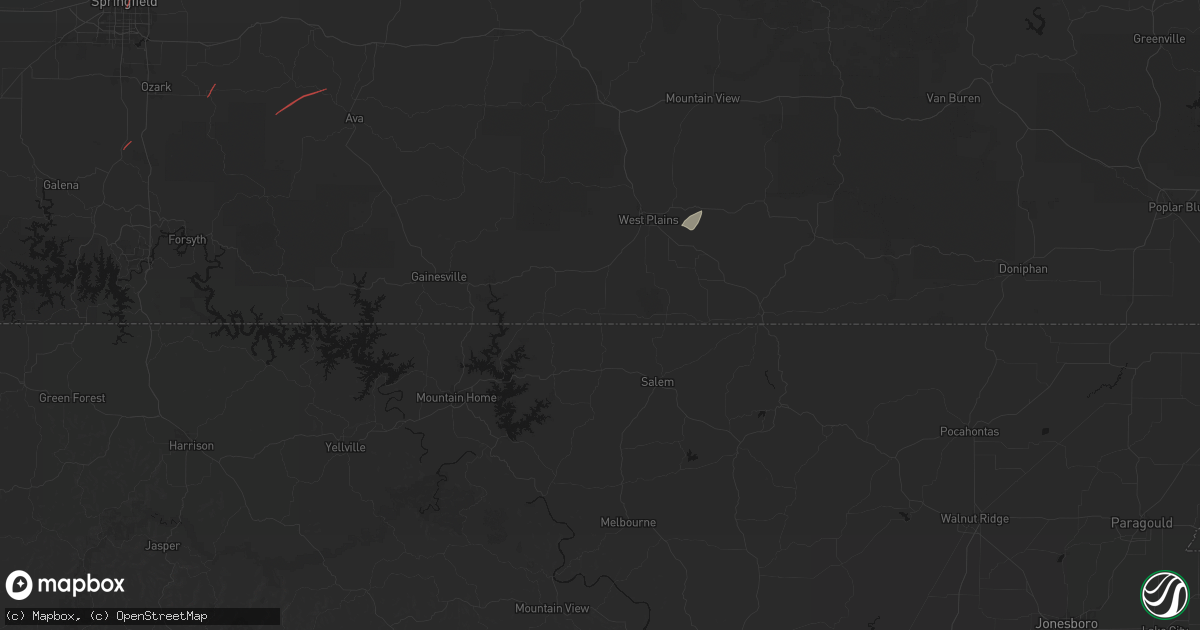 Hail map in Moody, MO on June 7, 2026