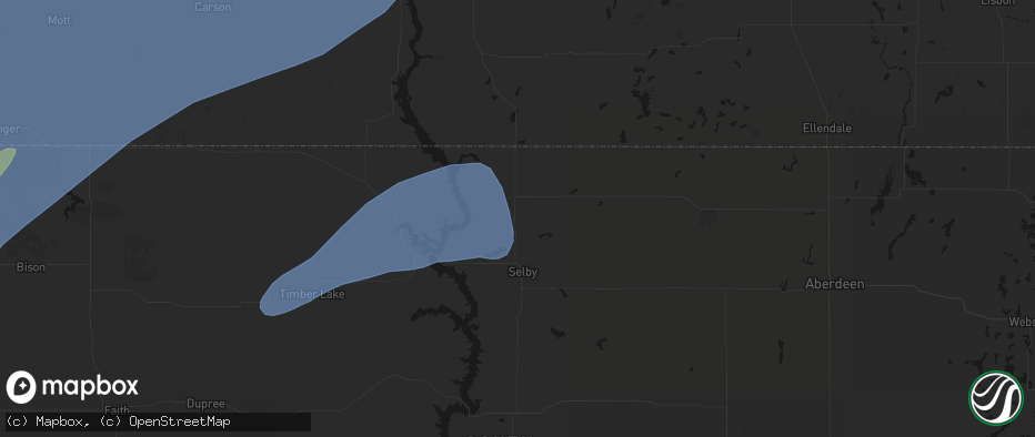 Hail map in Mound City, SD on June 7, 2026