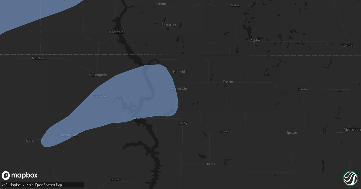 Hail map in Mound City, SD on June 7, 2026