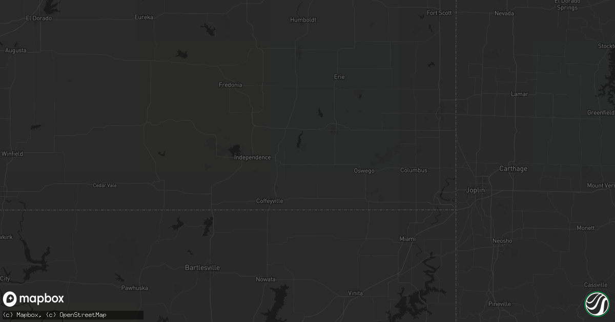 Hail map in Mound Valley, KS on June 7, 2026