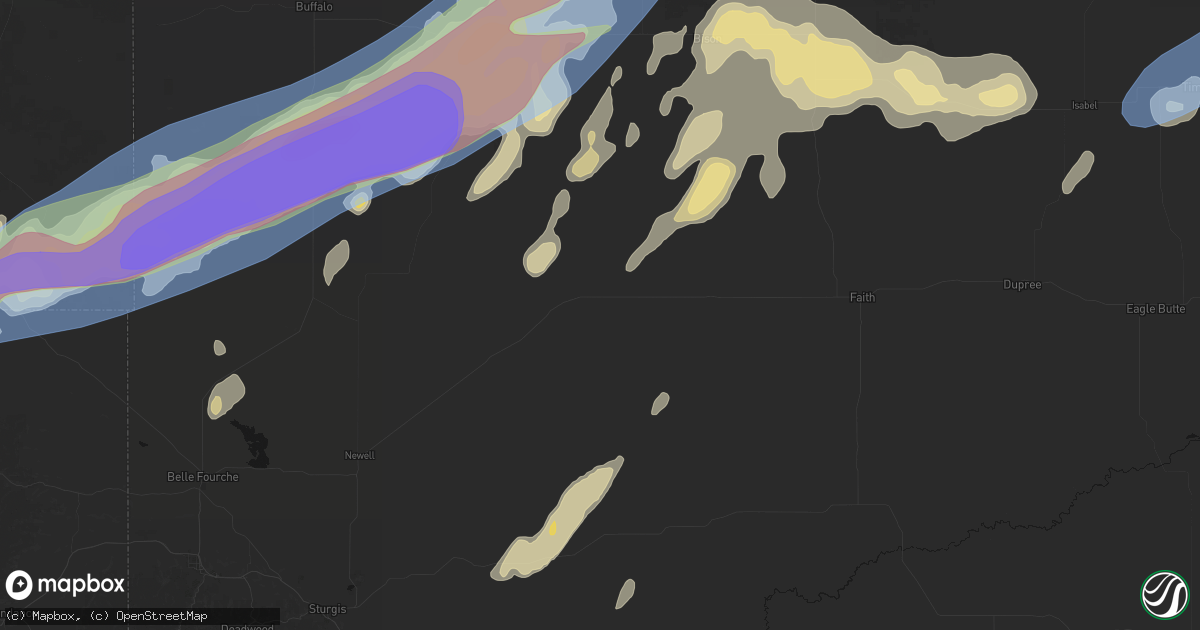 Hail map in Mud Butte, SD on June 7, 2026