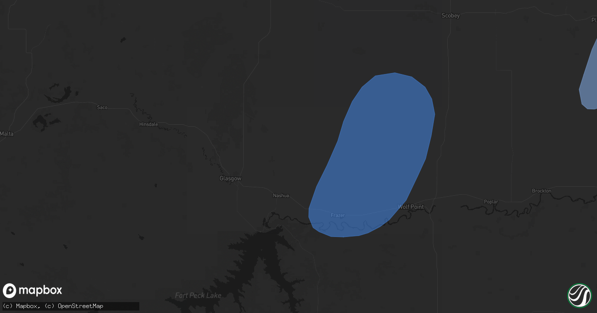 Hail map in Nashua, MT on June 7, 2026