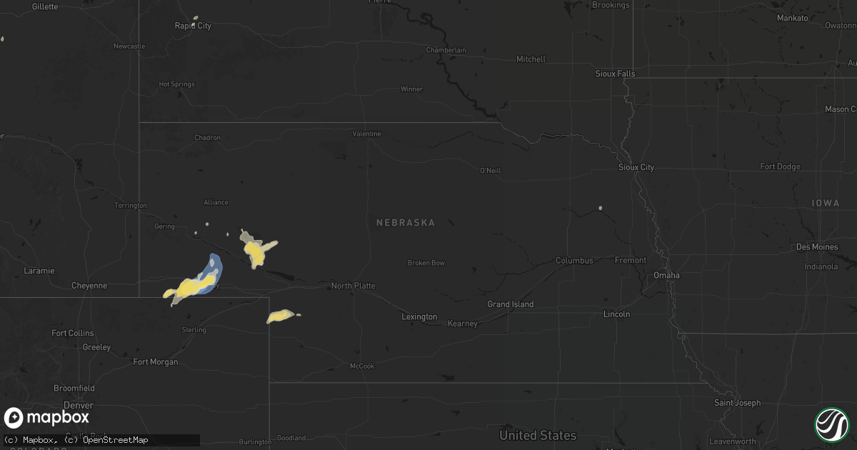 Hail map in Nebraska on June 7, 2026