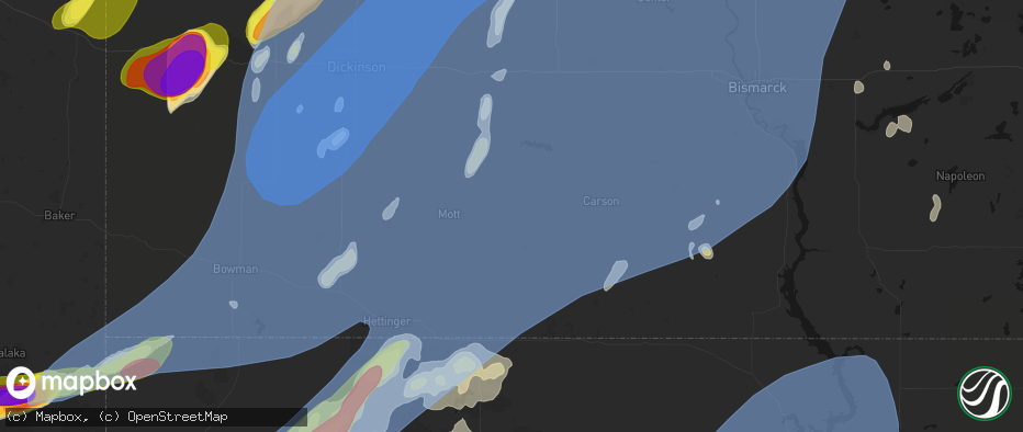 Hail map in New Leipzig, ND on June 7, 2026