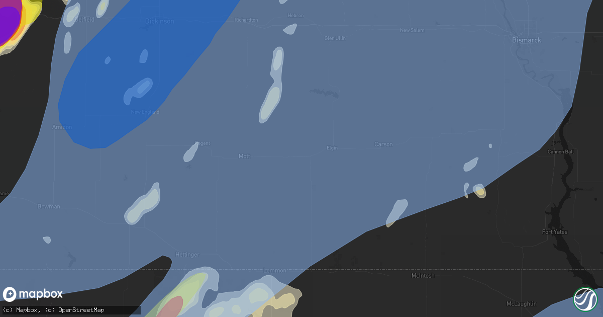 Hail map in New Leipzig, ND on June 7, 2026