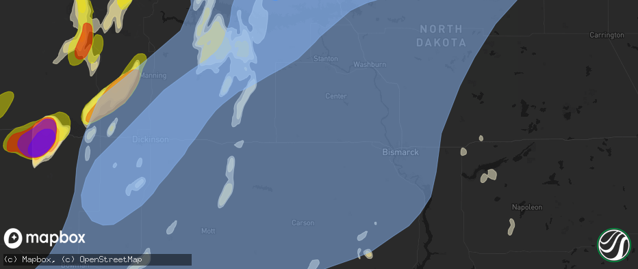 Hail map in New Salem, ND on June 7, 2026