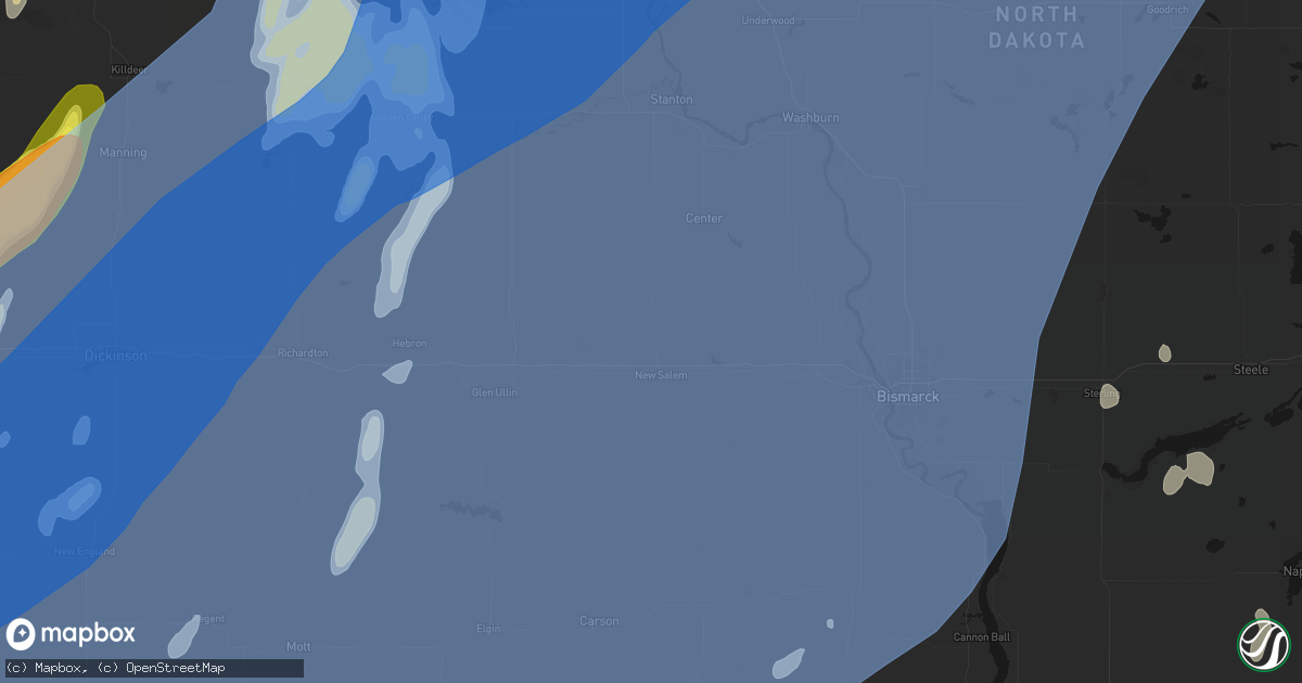 Hail map in New Salem, ND on June 7, 2026
