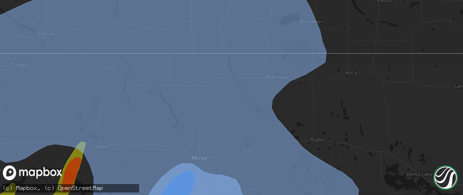 Hail map in Newburg, ND on June 7, 2026