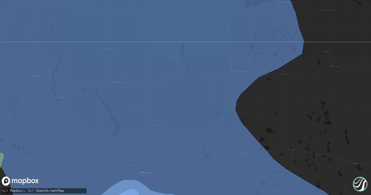 Hail map in Newburg, ND on June 7, 2026