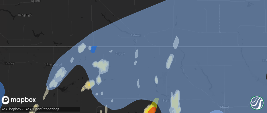 Hail map in Noonan, ND on June 7, 2026