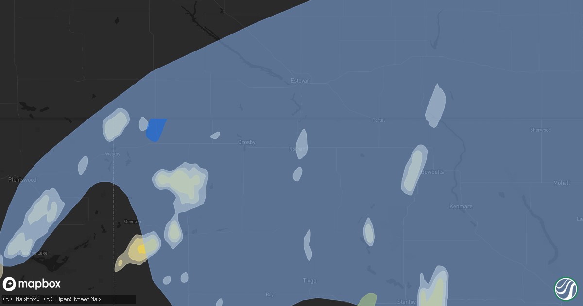 Hail map in Noonan, ND on June 7, 2026