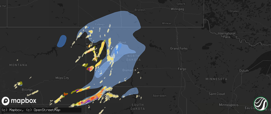 Hail map in North Dakota on June 7, 2026