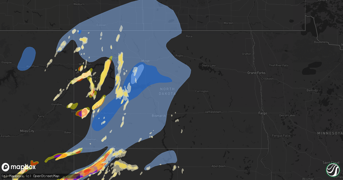 Hail map in North Dakota on June 7, 2026