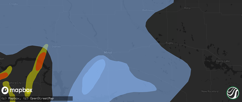 Hail map in Norwich, ND on June 7, 2026