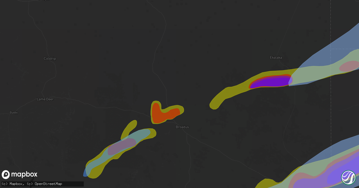 Hail map in Olive, MT on June 7, 2026