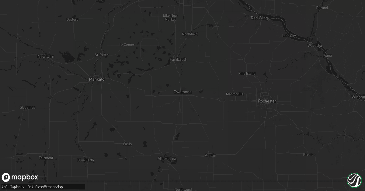 Hail map in Owatonna, MN on June 7, 2026
