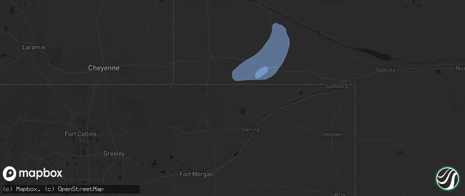 Hail map in Padroni, CO on June 7, 2026