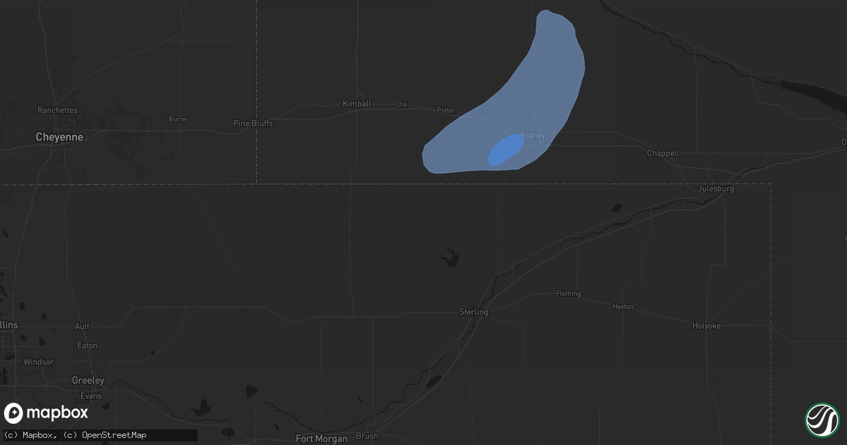 Hail map in Padroni, CO on June 7, 2026