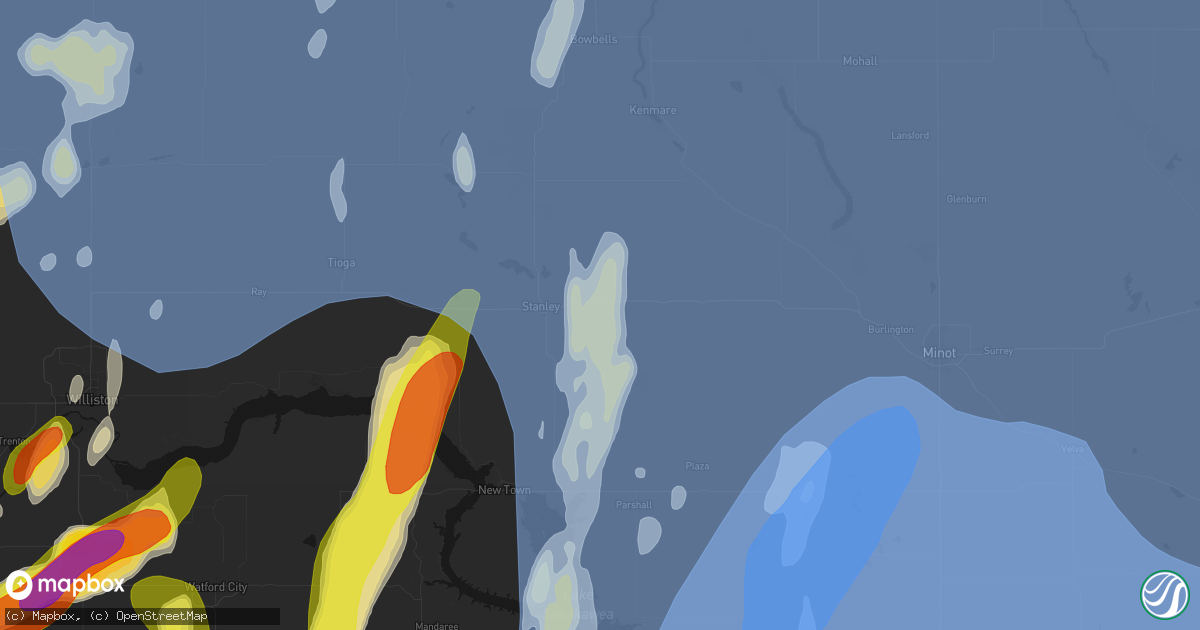 Hail map in Palermo, ND on June 7, 2026