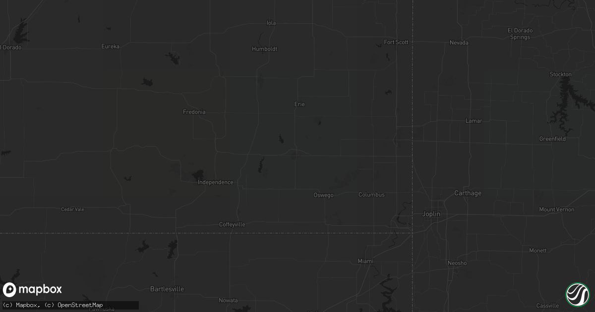 Hail map in Parsons, KS on June 7, 2026