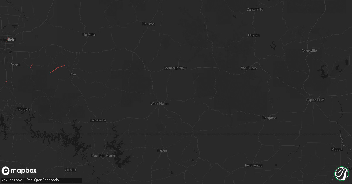 Hail map in Peace Valley, MO on June 7, 2026