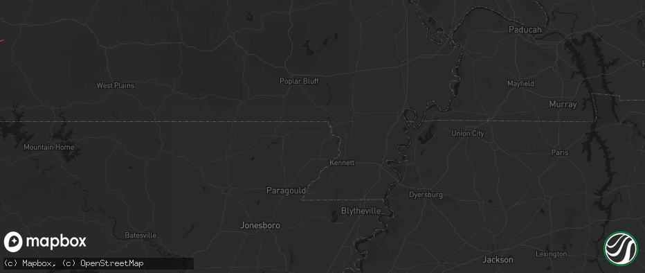 Hail map in Piggott, AR on June 7, 2026