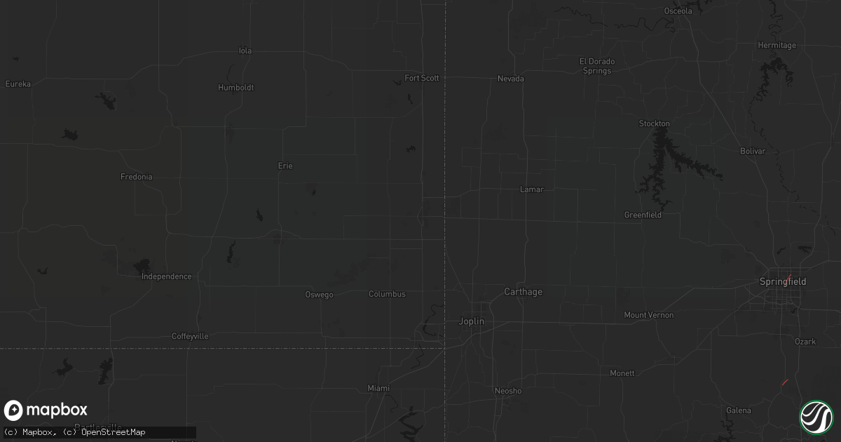 Hail map in Pittsburg, KS on June 7, 2026