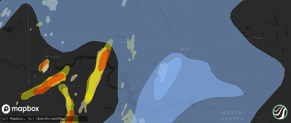 Hail map in Plaza, ND on June 7, 2026