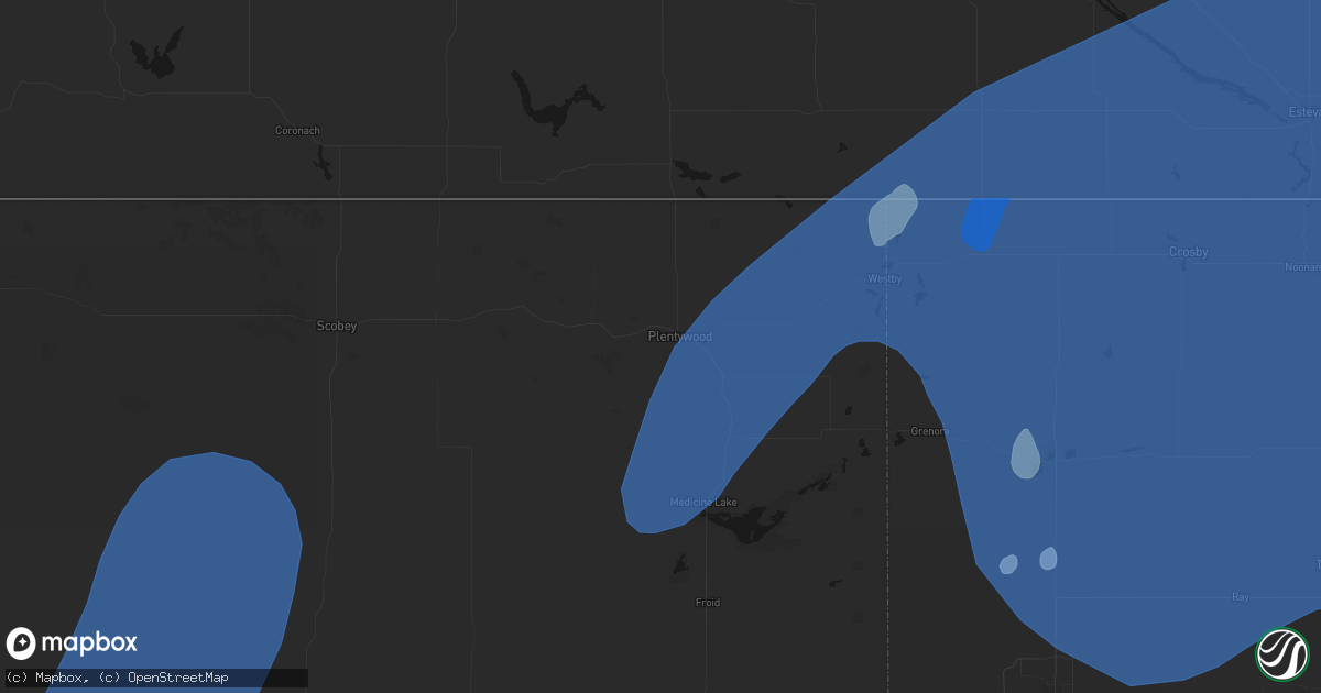 Hail map in Plentywood, MT on June 7, 2026