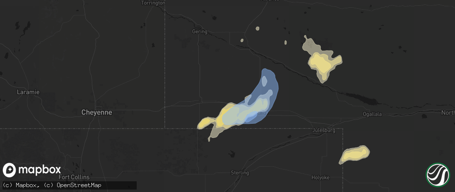 Hail map in Potter, NE on June 7, 2026