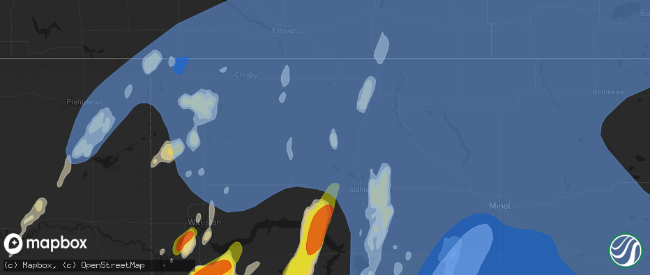 Hail map in Powers Lake, ND on June 7, 2026