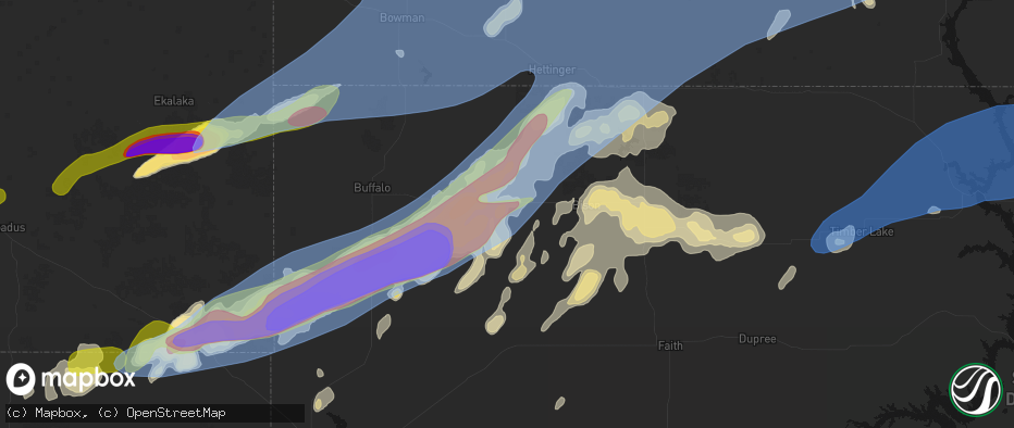 Hail map in Prairie City, SD on June 7, 2026