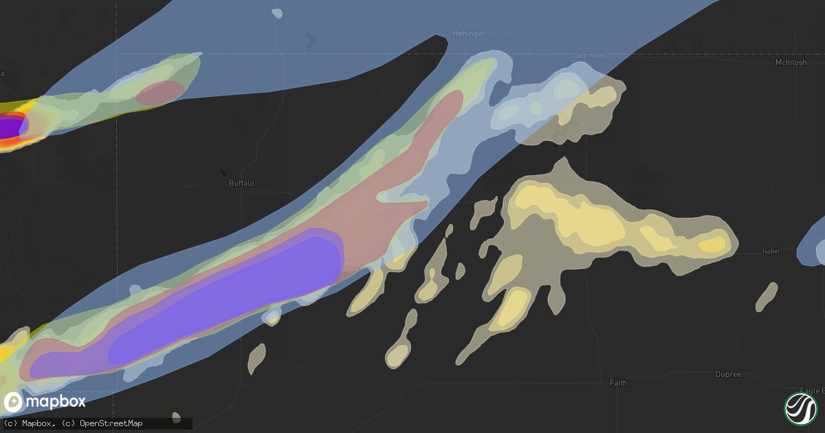 Hail map in Prairie City, SD on June 7, 2026