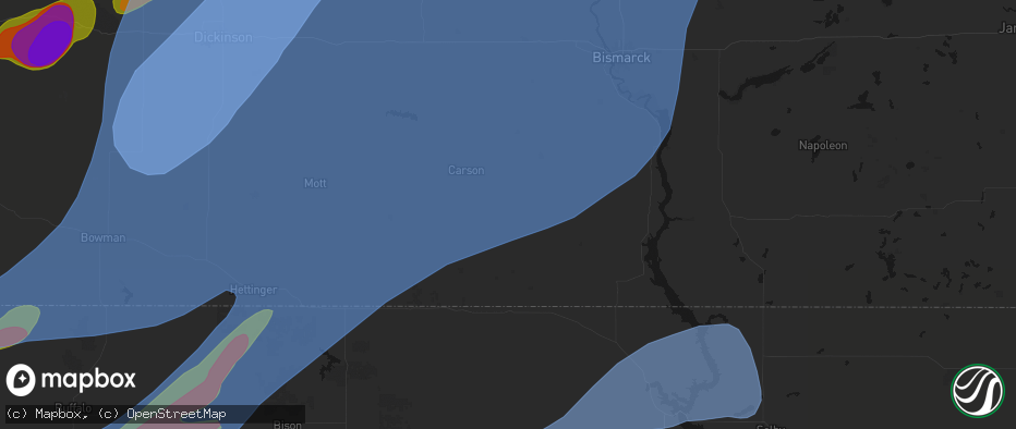Hail map in Raleigh, ND on June 7, 2026