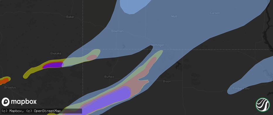 Hail map in Ralph, SD on June 7, 2026