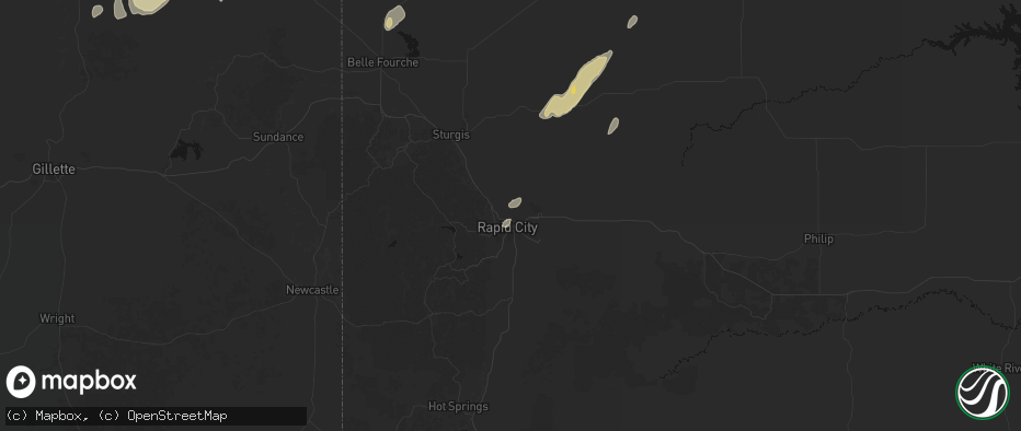 Hail map in Rapid City, SD on June 7, 2026