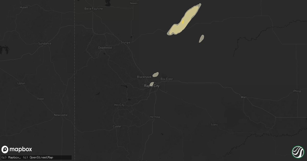 Hail map in Rapid City, SD on June 7, 2026