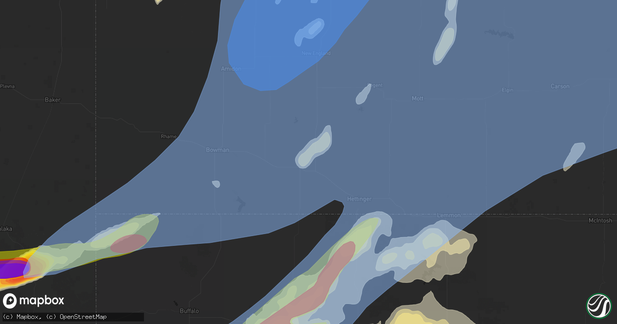 Hail map in Reeder, ND on June 7, 2026