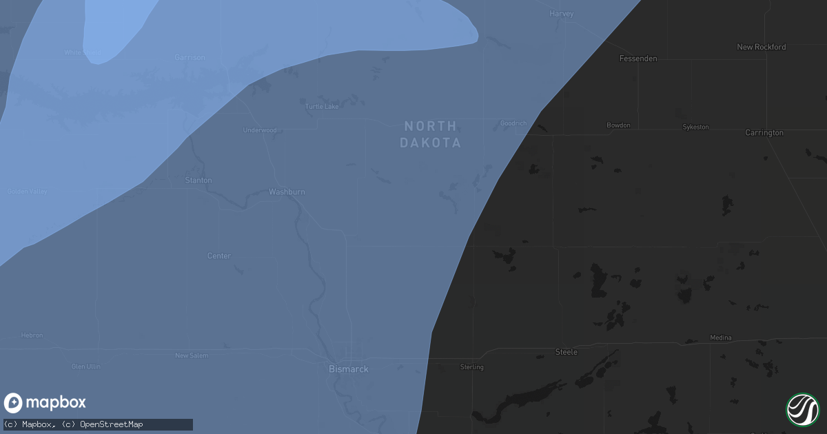Hail map in Regan, ND on June 7, 2026