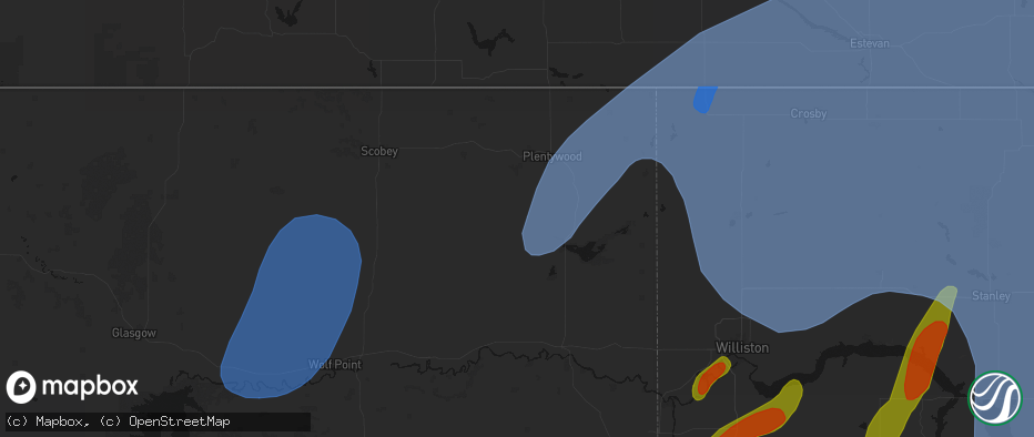 Hail map in Reserve, MT on June 7, 2026