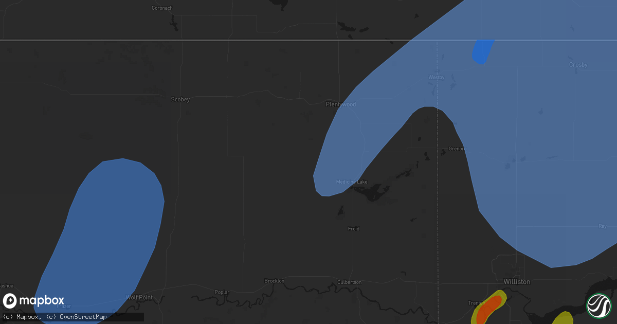 Hail map in Reserve, MT on June 7, 2026