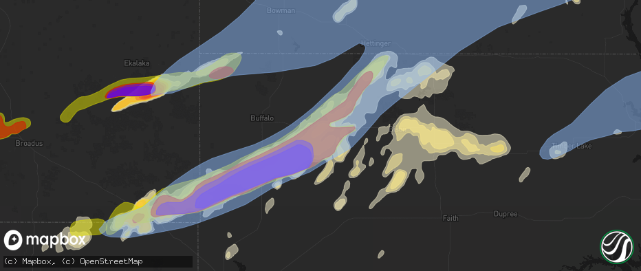 Hail map in Reva, SD on June 7, 2026