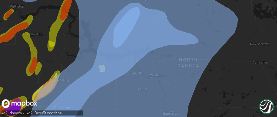 Hail map in Riverdale, ND on June 7, 2026