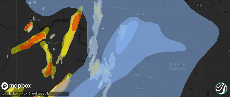 Hail map in Roseglen, ND on June 7, 2026