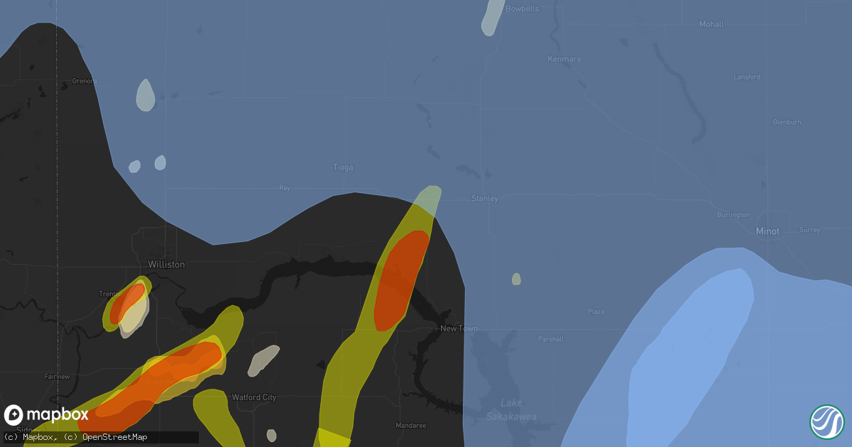 Hail map in Ross, ND on June 7, 2026