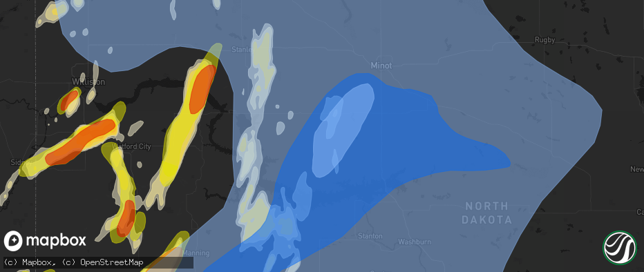 Hail map in Ryder, ND on June 7, 2026