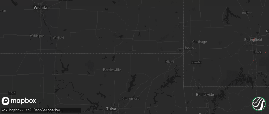 Hail map in S Coffeyville, OK on June 7, 2026